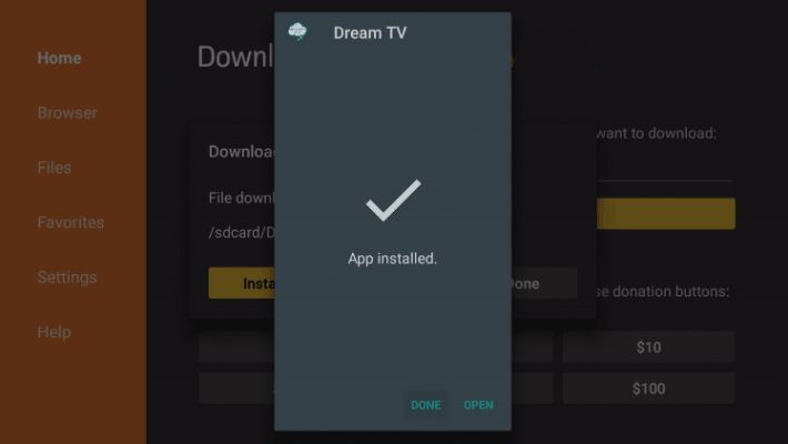 Dream TV on firestick installed