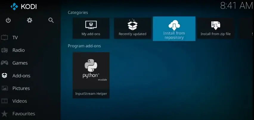 kodi install from repository