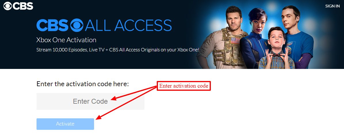 CBS activation on Xbox