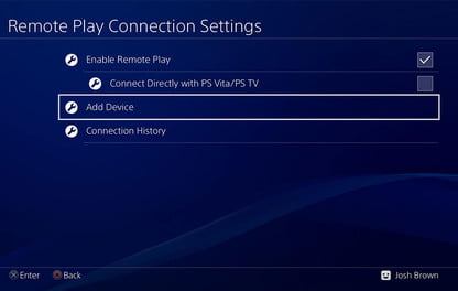 Remote Play Connection Settings