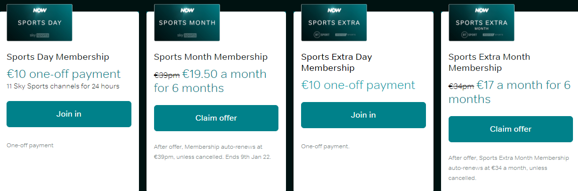 Sports Subscription Package of Now TV