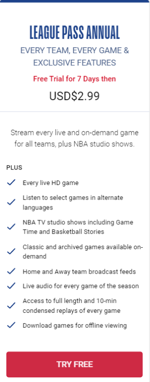 NBA Annual Subscription Package