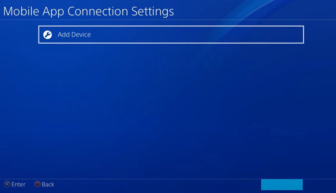 Add Device option on PS4