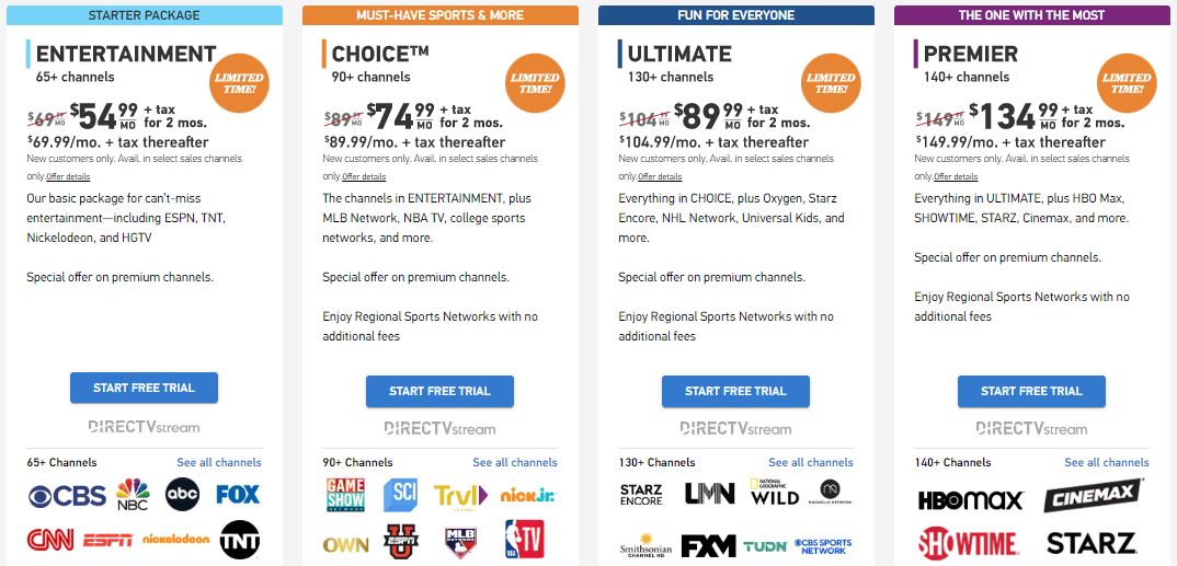 DirecTV subscription package