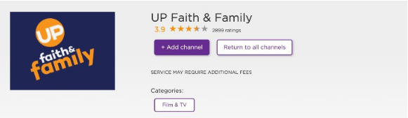 Up Faith and Family Acticate on Roku