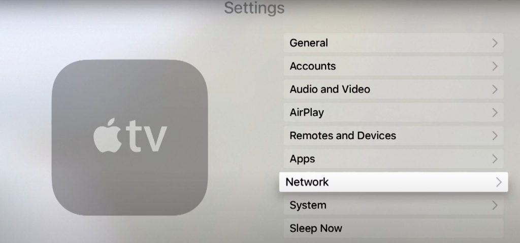 Network Settings on Apple TV