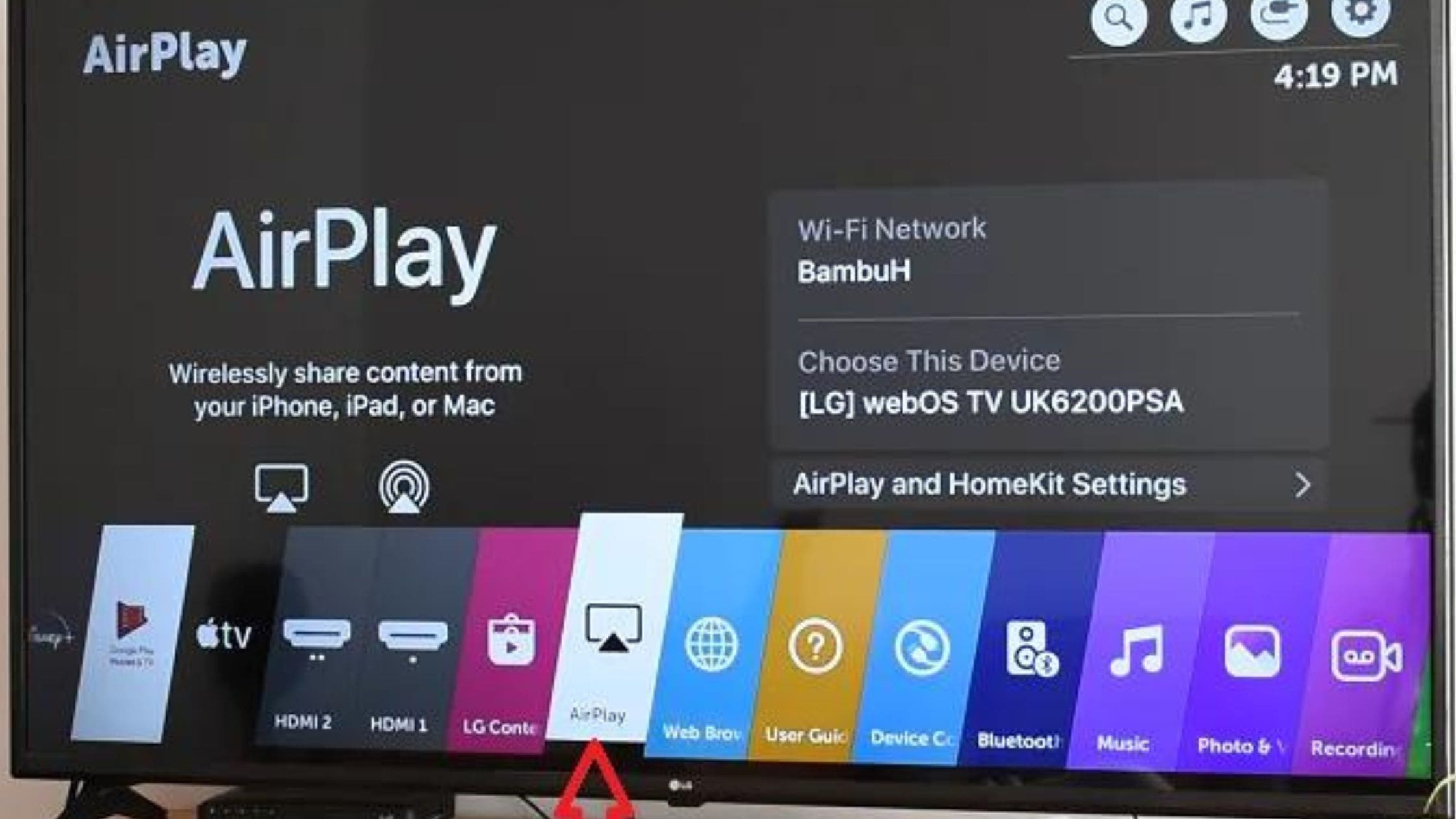 Airplay on LG Smart TV